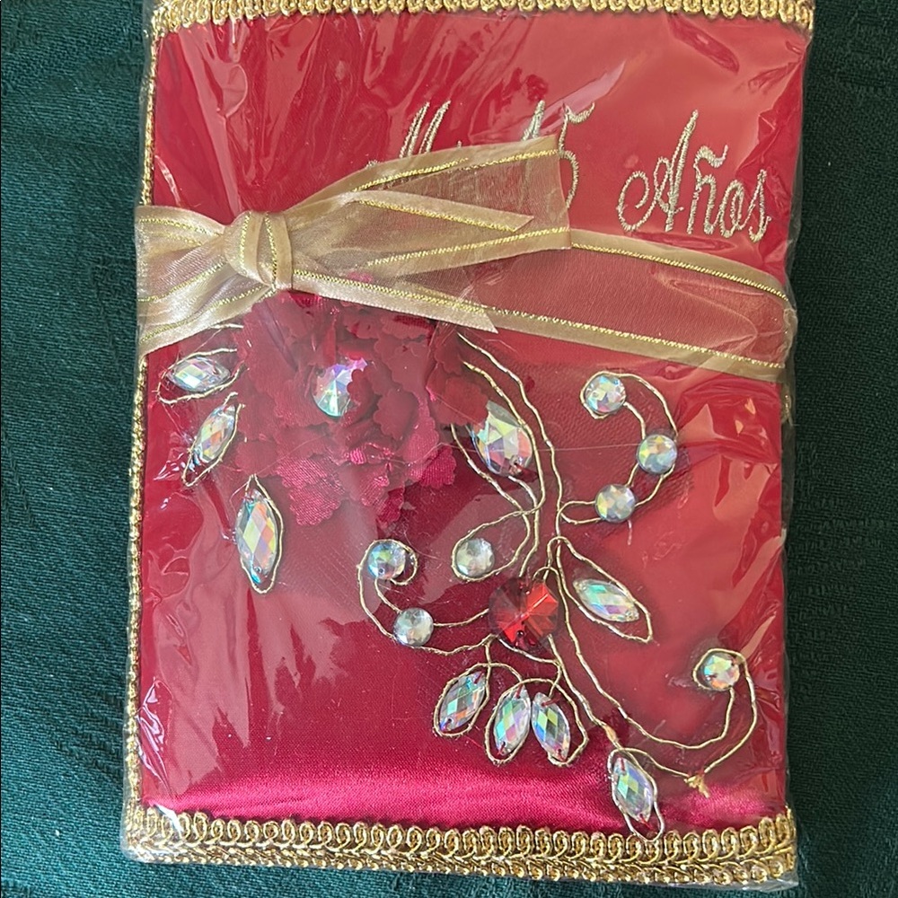 Elegant Red Embroidered Bible